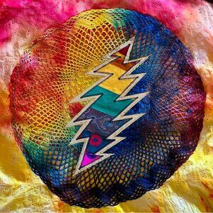 Multicolor Tie-Dye Crochet Dress, Grateful Dead, Phish, Handmade, XL Size 16-18